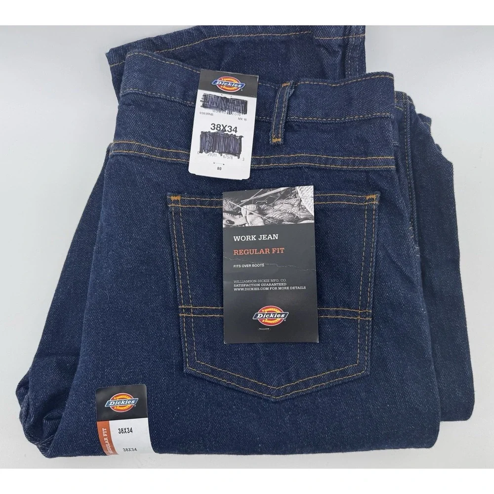 Dickies Mens 5-Pocket Work Jeans Regular Fit 38x34 New With Tags
